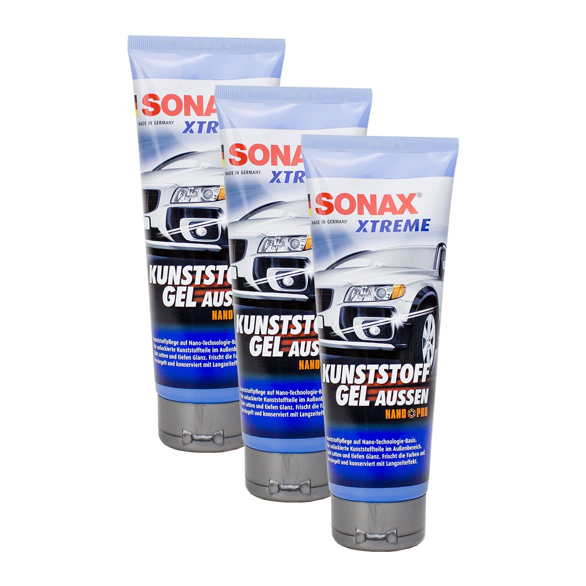 SONAX 3X 02101410 Xtreme KunststoffGel Außen NanoPro Plastik 250ml von SONAX