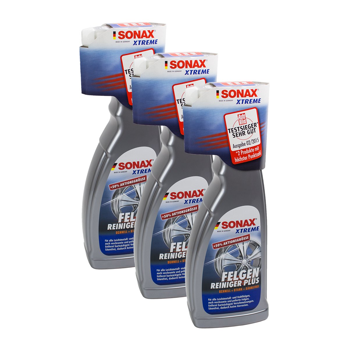 SONAX 3X 02304000 Xtreme FelgenReiniger Plus Säurefrei 750ml von SONAX