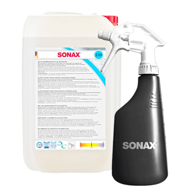 SONAX FelgenReiniger Plus 5L 02305000 + GRATIS Sprühboy Sprühflasche 04997000 von SONAX