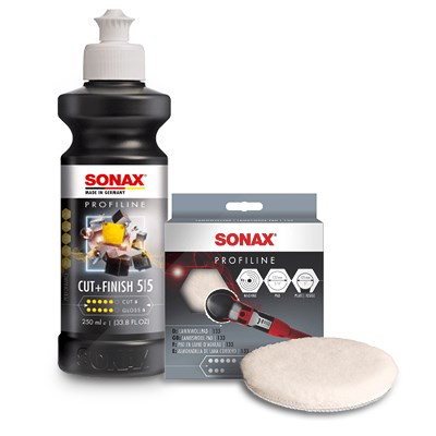 Sonax 1x 250ml PROFILINE Poliermittel Cut + Finish + Lammwollpad 133mm [Hersteller-Nr. 02251410] von SONAX