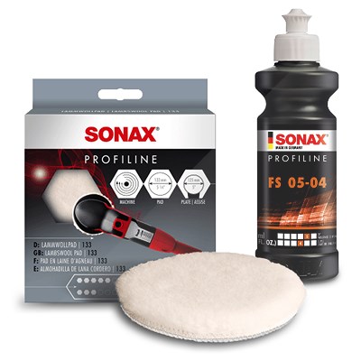 Sonax 1x 250ml PROFILINE Poliermittel FS 05-04 + Lammwollpad 133mm [Hersteller-Nr. 03191410] von SONAX