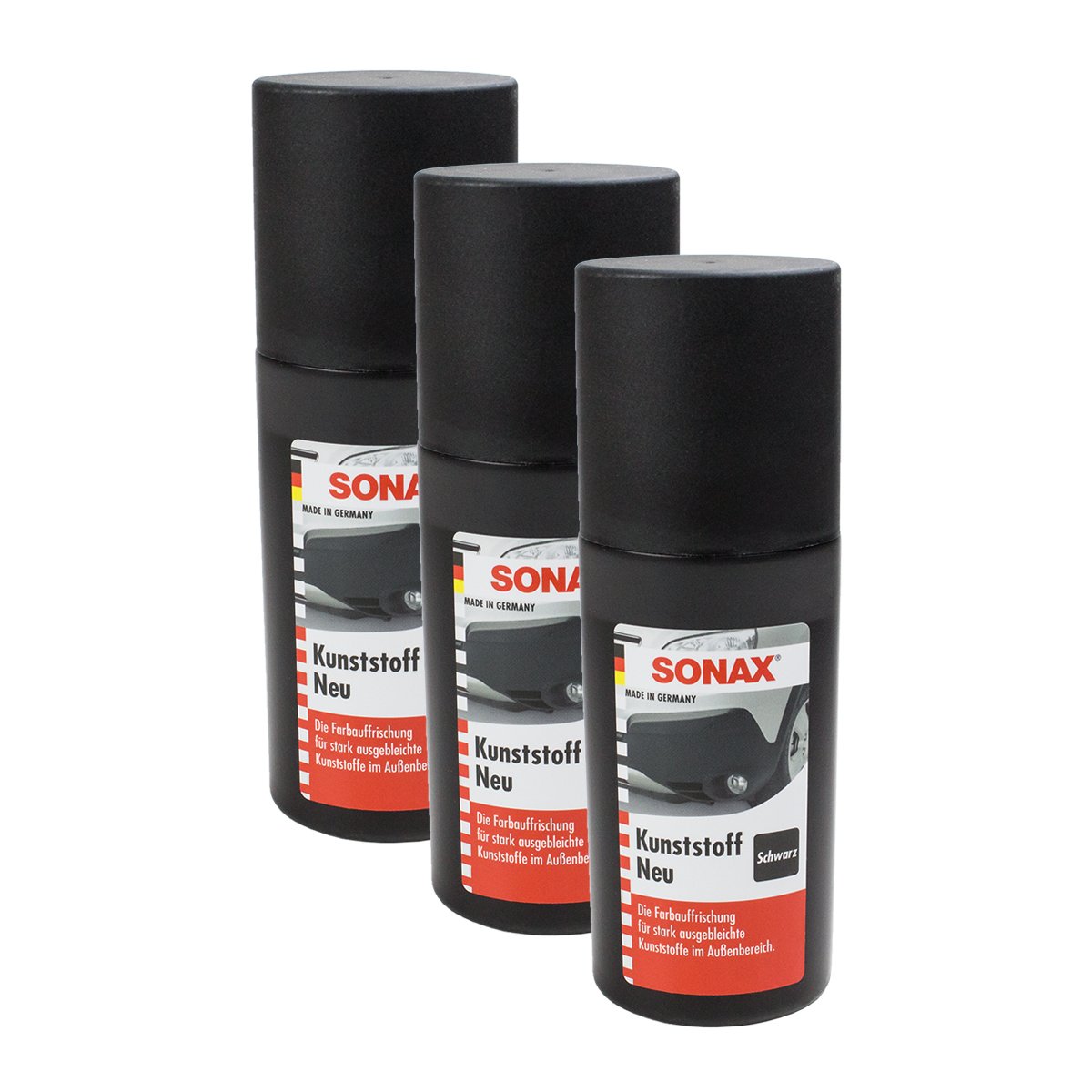 3x SONAX 04091000 Kunststoff Neu Schwarz Kunststoffpflege 100ml von SONAX