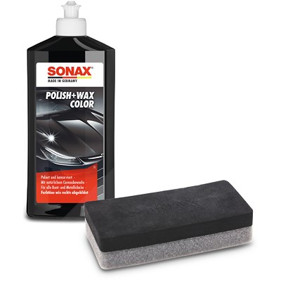 Sonax 500ml Polish + Wax Color schwarz + Kombischwamm von SONAX