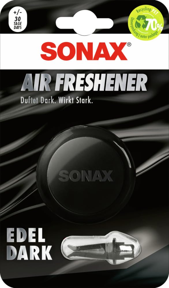 SONAX AirFreshener Edeldark (1 Stück) Lufterfrischer mit frischem Duft und langanhaltendem Dufterlebnis für den Fahrzeuginnenraum | Art-Nr. 03610410 von SONAX