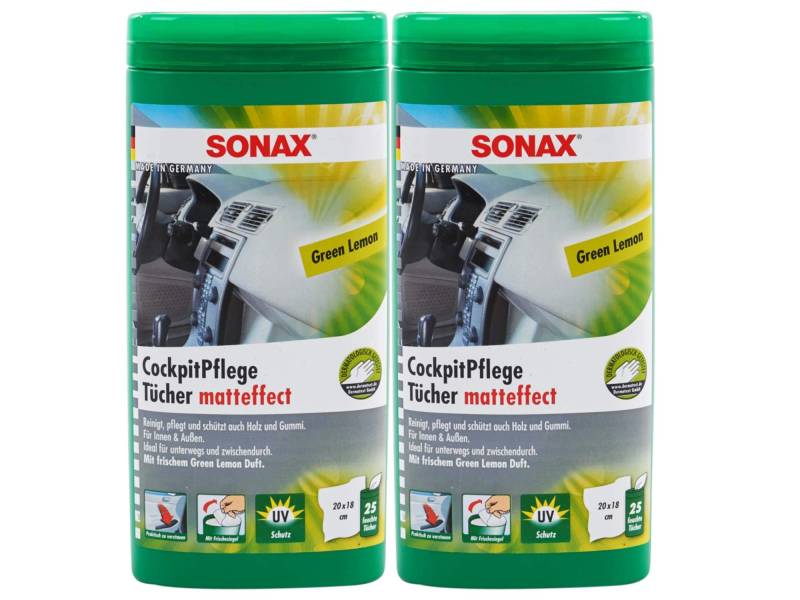 2x Sonax Cockpitpflegetücher Matteffect Lemon Box Pflegetücher Cockpitpflege Innenraumpflege Cockpitreinigung Innenraumreinigung Kunstoffpflege Kunstoffreinigung von SONAX