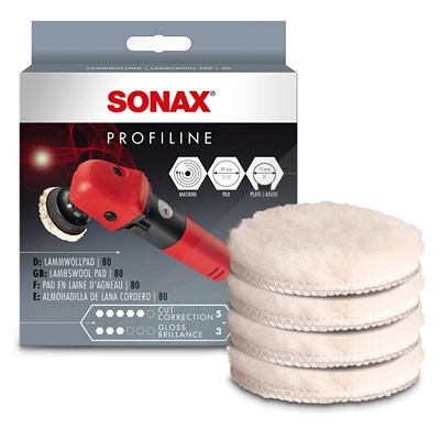 Sonax Lammwollpad 80mm Durchmesser (4 Stück), Polierpad [Hersteller-Nr. 04941410] von SONAX