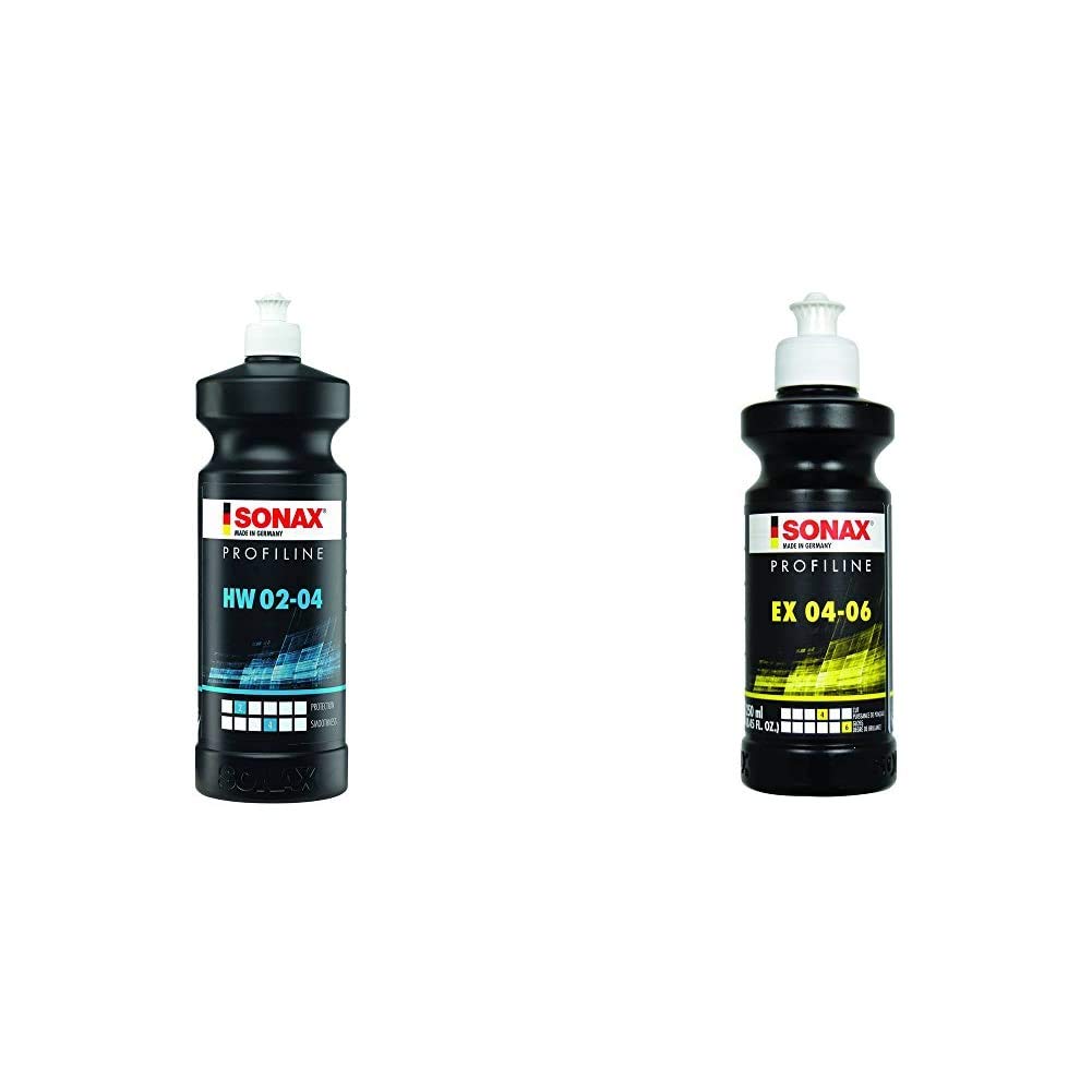 SONAX 02803000 PROFILINE HW 02-04 (1 Liter) Lackierverträgliche Konservierung aus der Profi-Serie & PROFILINE EX 04-06 (250 ml) bringt optimale Kratzerentfernung, beeindruckenden Tiefenglanz von SONAX