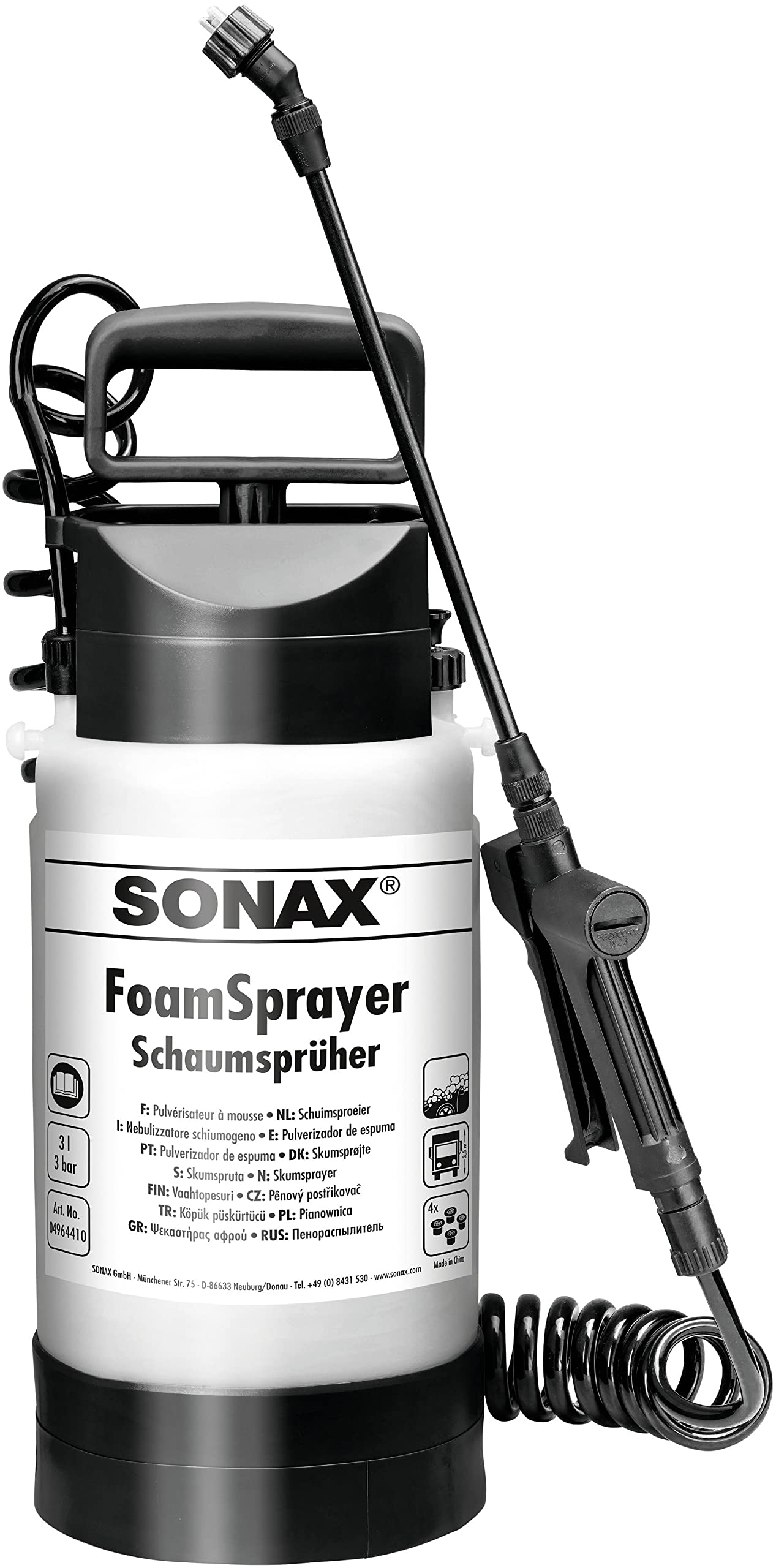 SONAX FoamSprayer (3 Liter) reduzierten Verbrauch an Reiniger und Verbesserung des Reinigungsergebnis | Art-Nr. 04964410 von SONAX