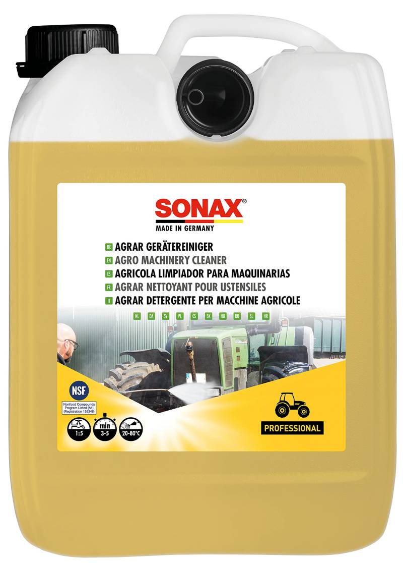 SONAX AGRAR GeräteReiniger (5 Liter) für landwirtschaftliche Fahrzeuge, Maschinen und Anlagen sowie zur Werkstattreinigung | Art-Nr. 07055000 von SONAX