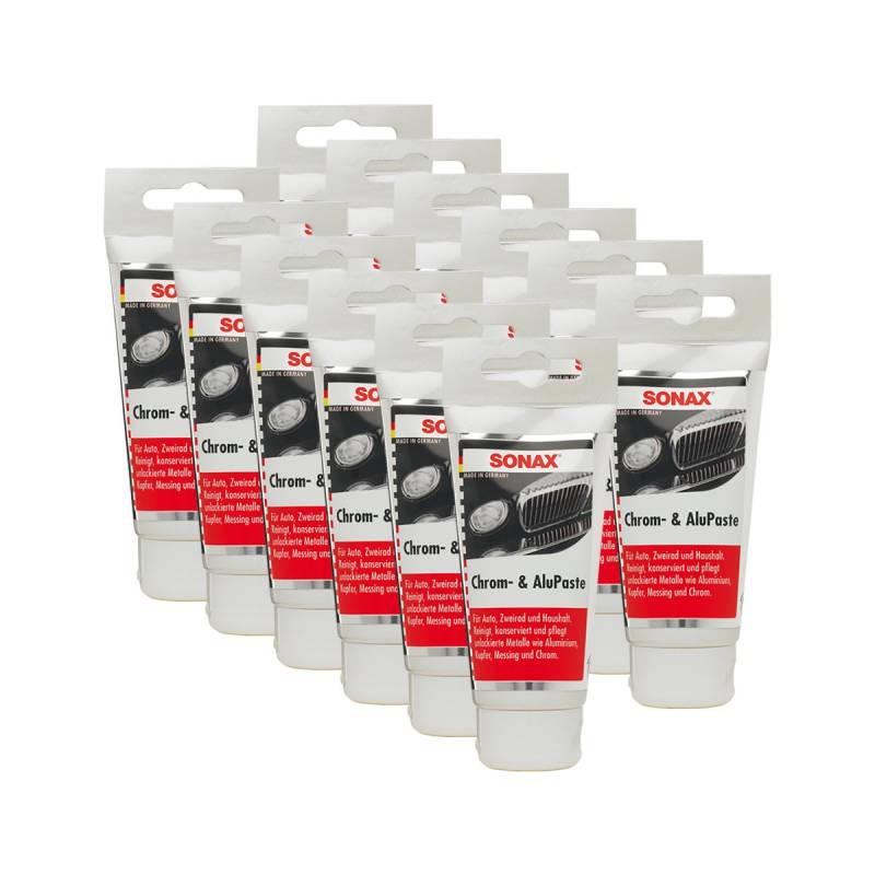 SONAX 12x 03080000 Chrom- & AluPaste Poliermittel Pflegepaste 75ml von SONAX