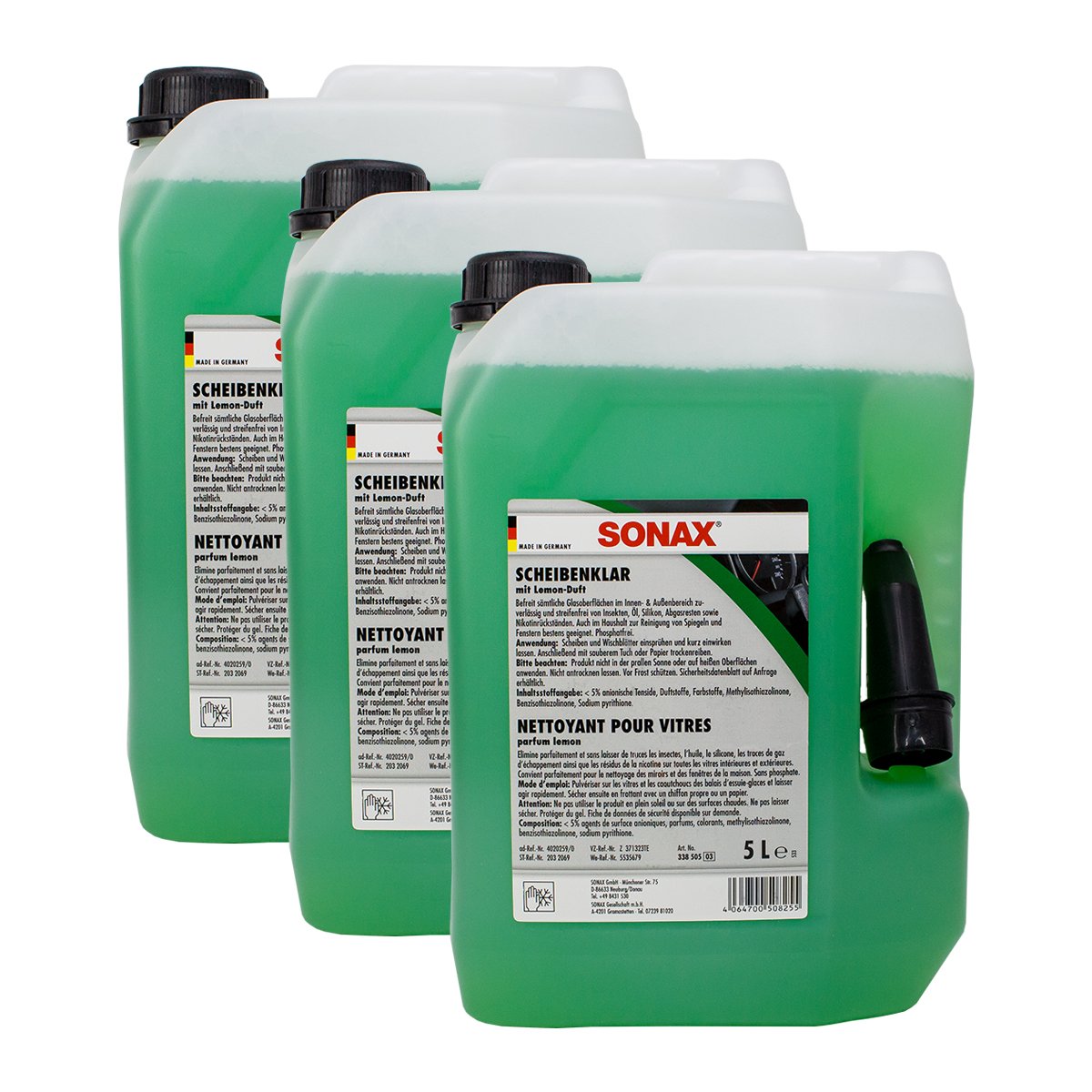 SONAX 3X 03385050 Scheibenreiniger ScheibenKlar 5L von SONAX