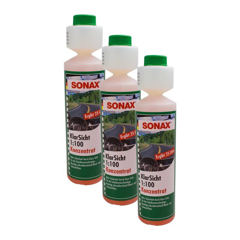 SONAX 3X 03711410 KlarSicht 1:100 Konzentrat ScheibenReiniger 250ml von SONAX