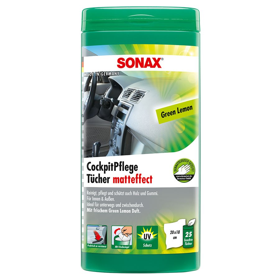 SONAX 4128000 CockpitPflegeTücher matteffect, 25 Stück von SONAX