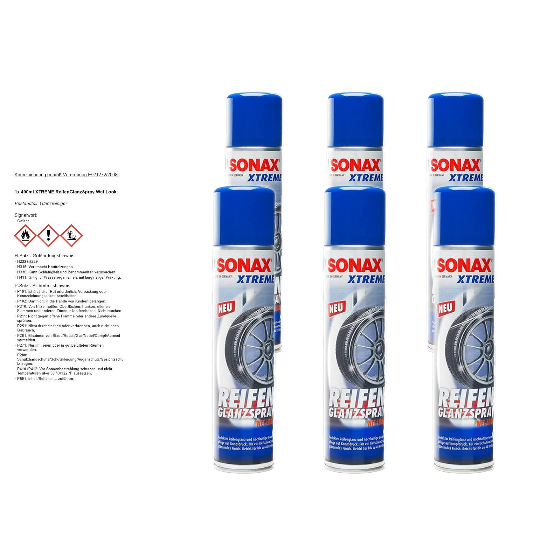 SONAX 6X 02353000 Xtreme ReifenGlanzSpray Wet Look Reifenspray 400ml von Mosole