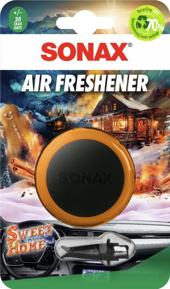 SONAX Air Freshener Sweet Home (1 Stück) Lufterfrischer mit frischem Duft und langanhaltendem Dufterlebnis für den Fahrzeuginnenraum | Art-Nr. 03690410, braun von SONAX