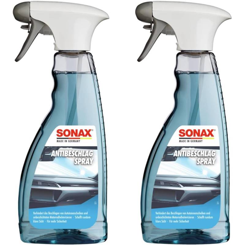 SONAX AntiBeschlagSpray (500 ml) Antibeschlag-Schutz für alle Glasscheiben und Kunststoffscheiben sorgt für eine rundum klare Sicht | Art-Nr. 03552410 (Packung mit 2) von SONAX