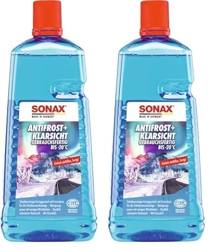 SONAX AntiFrost+KlarSicht Gebrauchsfertig bis -20° C (2 Liter) schneller, schlierenfreier und effektiver Scheibenreiniger für den Winter | Art-Nr. 03325410 (Packung mit 2) von SONAX