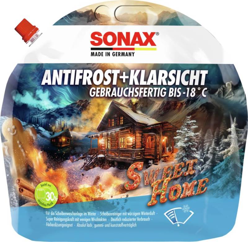 SONAX AntiFrost+KlarSicht bis -18 °C Sweet Home (3 Liter) schneller, schlierenfreier und effektiver Scheibenreiniger für den Winter | Art-Nr. 01364410, braun von SONAX