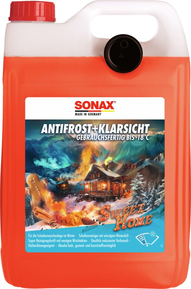 SONAX AntiFrost+KlarSicht bis -18 °C Sweet Home (5 Liter) schneller, schlierenfreier und effektiver Scheibenreiniger für den Winter | Art-Nr. 01365050, braun von SONAX