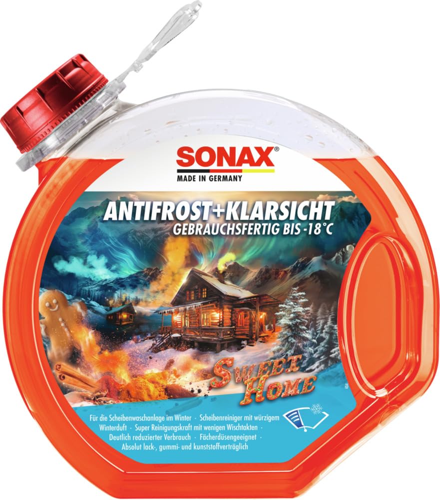 SONAX AntiFrost+KlarSicht bis -18 °C gebrauchsfertig Sweet Home (3 Liter) schneller, schlierenfreier und effektiver Scheibenreiniger für den Winter | Art-Nr. 01364000, braun von SONAX