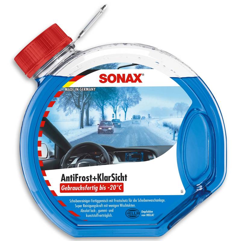 SONAX AntiFrost+KlarSicht gebrauchsfertig bis -20°C (3 Liter) schlierenfreier und effektiver Scheibenreiniger für den Winter | Art-Nr. 03324000 von SONAX