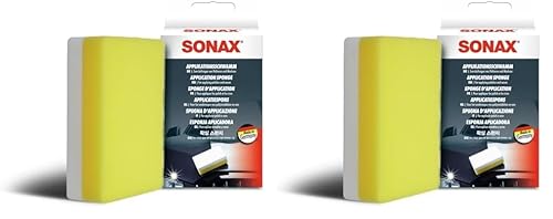 SONAX ApplikationsSchwamm (1 Stück) Spezialschwamm zum Auftragen und Verarbeiten von Polituren, Wachsen, Kunststoffpflegemitteln etc., Art-Nr. 04173000 (Packung mit 2) von SONAX