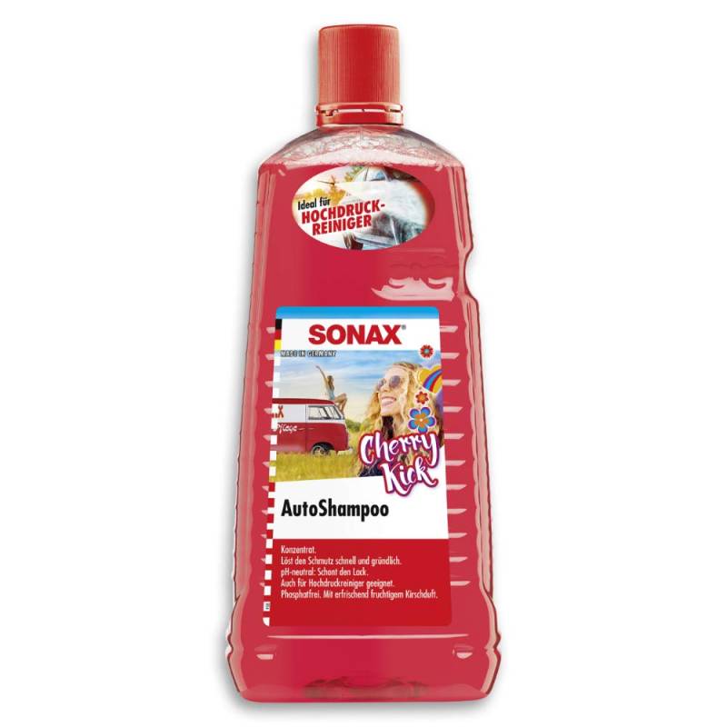 SONAX AutoShampoo Konzentrat Cherry Kick (2 l) löst schnell und gründlich Schmutz von allen Fahrzeugoberflächen | Art-Nr. 03185410 von SONAX