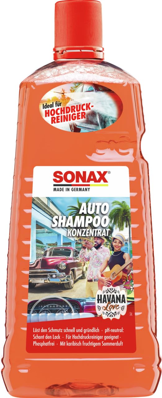 SONAX AutoShampoo Konzentrat Havana Love (2 Liter) durchdringt und löst Schmutz gründlich, ohne Angreifen der Wachs-Schutzschicht | Art-Nr. 03285410 von SONAX