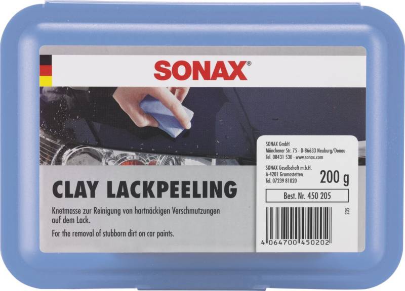 SONAX Clay (200 g) zur Beseitigung von hartnäckigen Verschmutzungen von lackierten Autoteilen | Art-Nr. 04502050 von SONAX