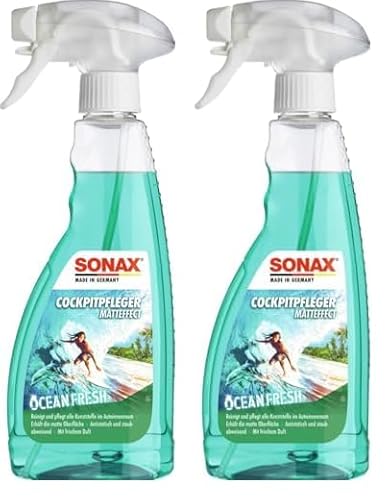 SONAX CockpitPfleger Matteffect Ocean-Fresh (500 ml) reinigt und pflegt alle Kunststoffteile im Auto | Art-Nr. 03642410 (Packung mit 2) von SONAX