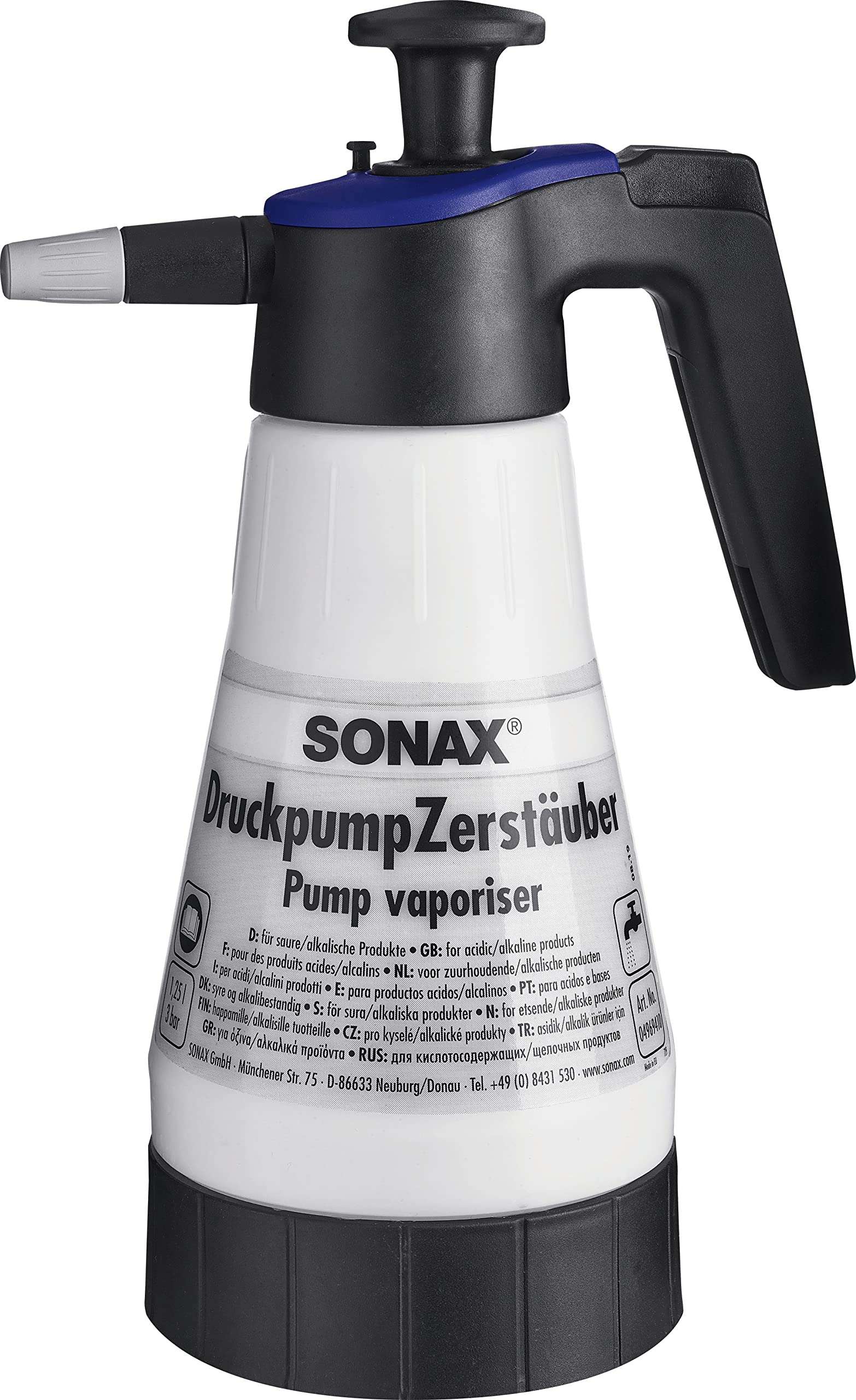 SONAX DruckpumpZerstäuber für saure/alkalische Produkte (1 Stück) von SONAX