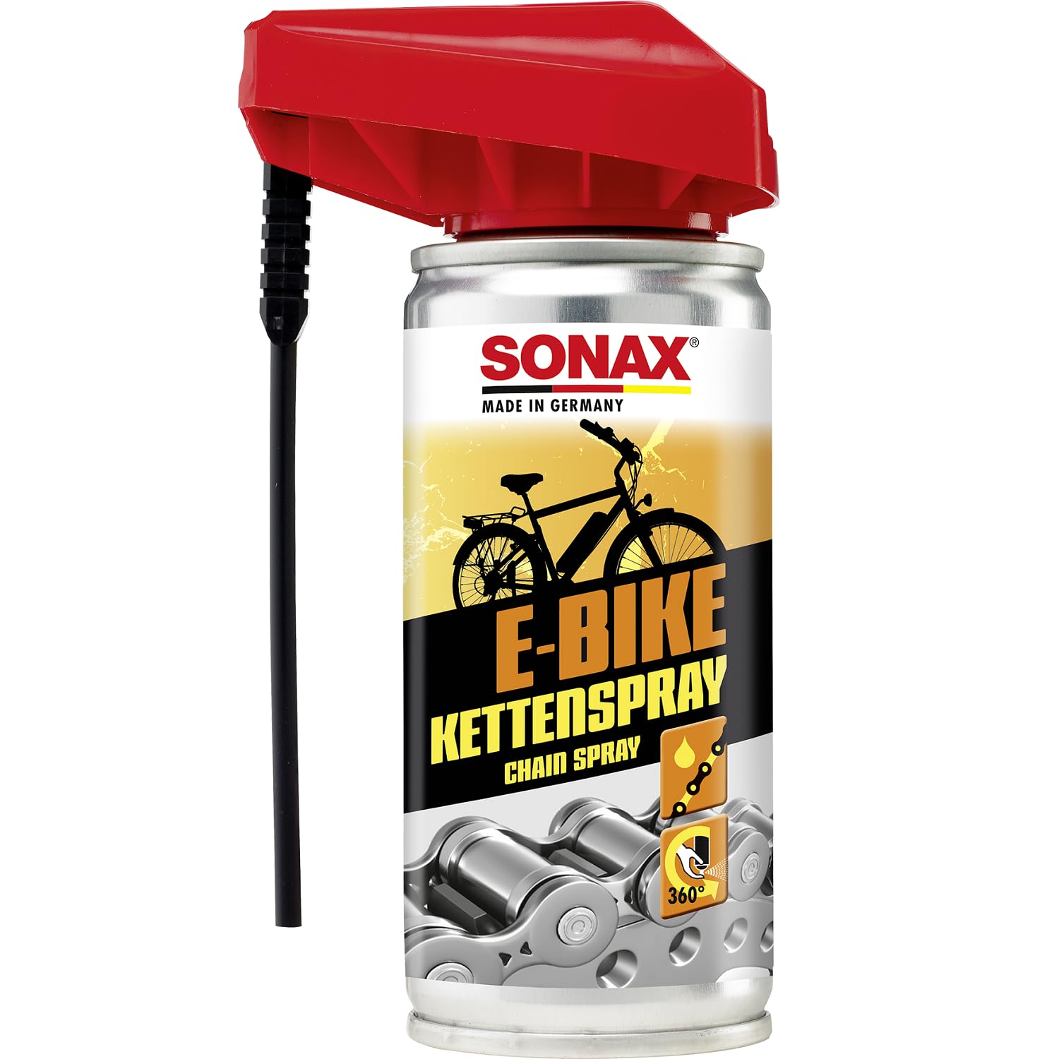 SONAX E-BIKE KettenSpray mit EasySpray (100 ml) reinigt, schützt & schmiert, verringert Verschleiß & Reibung, Korrosionsschützend, hohe Kriech- & Haftwirkung | Art-Nr. 08721000 von SONAX