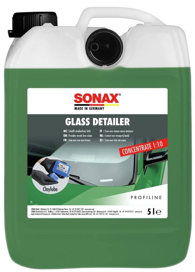 SONAX Glass Detailer (5 Liter) schafft streifenfreie Sicht bei Allen Fahrzeugscheiben/Art-Nr. 03365050 von SONAX