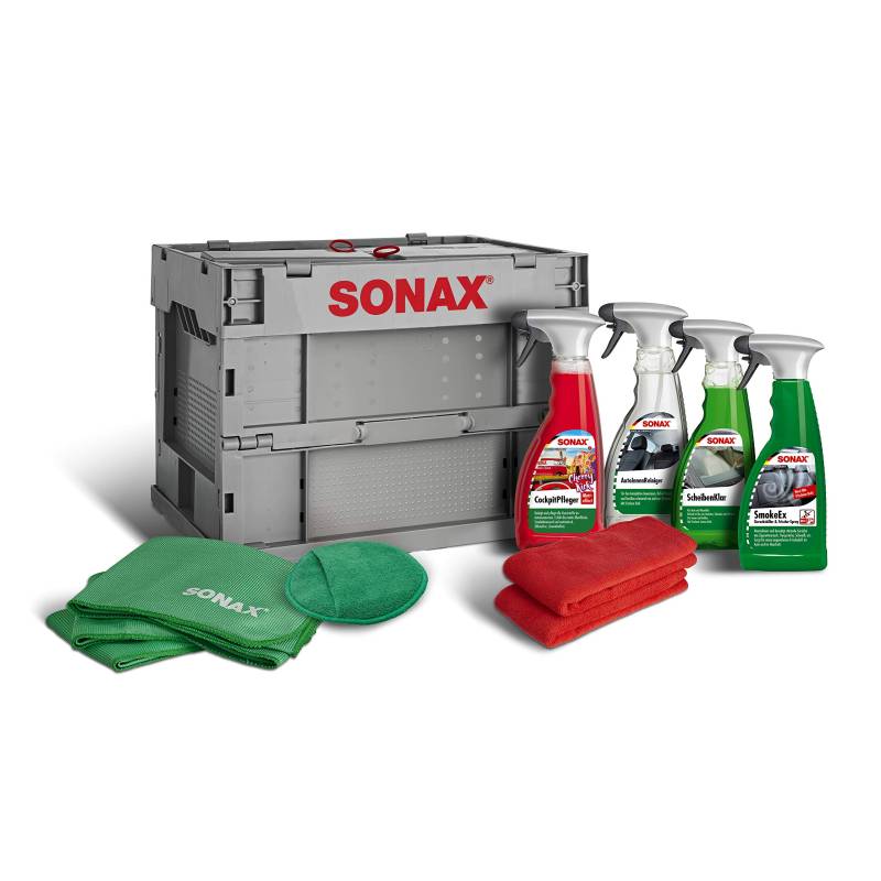 SONAX Innenraumpflegebox (7-teilig); hochwertige Produkte + Zubehör für die Reinigung und Pflege im Innenraum. Ideal für unterwegs | Art-Nr. 07685410 von SONAX