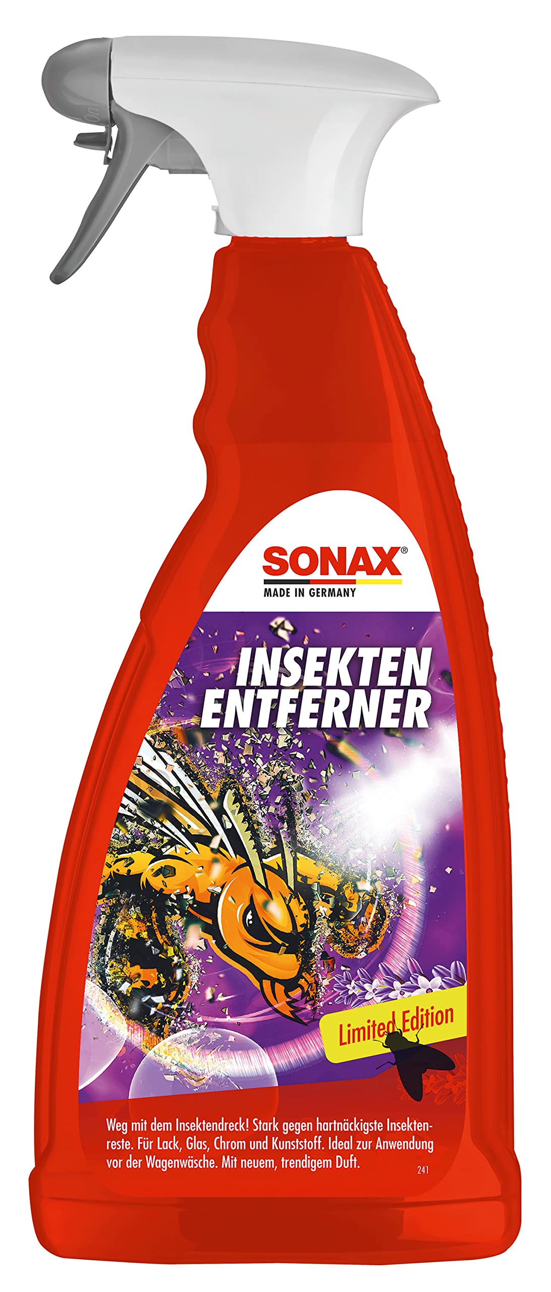 SONAX InsektenEntferner Sonderedition 2023 (1 Liter) zur Entfernung von Insektenresten auf Glas-, Lack-, Chrom- und Kunststoffoberflächen | Art-Nr. 05334410 von SONAX