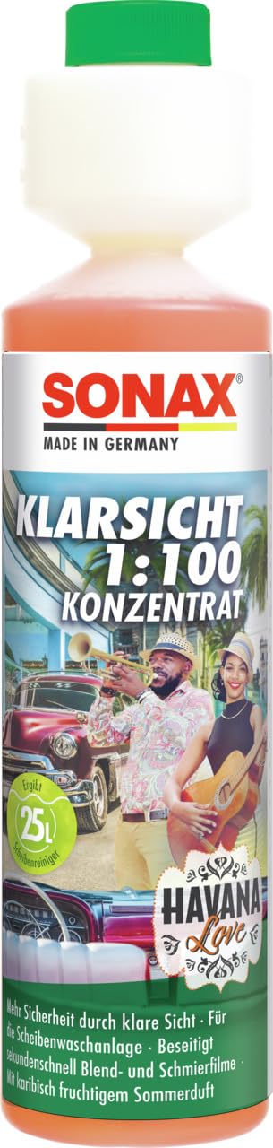 SONAX KlarSicht 1:100 Konzentrat Havana Love (250 ml) Scheibenreiniger Konzentrat für die Scheibenwaschanlage | Art-Nr. 03931410 von SONAX