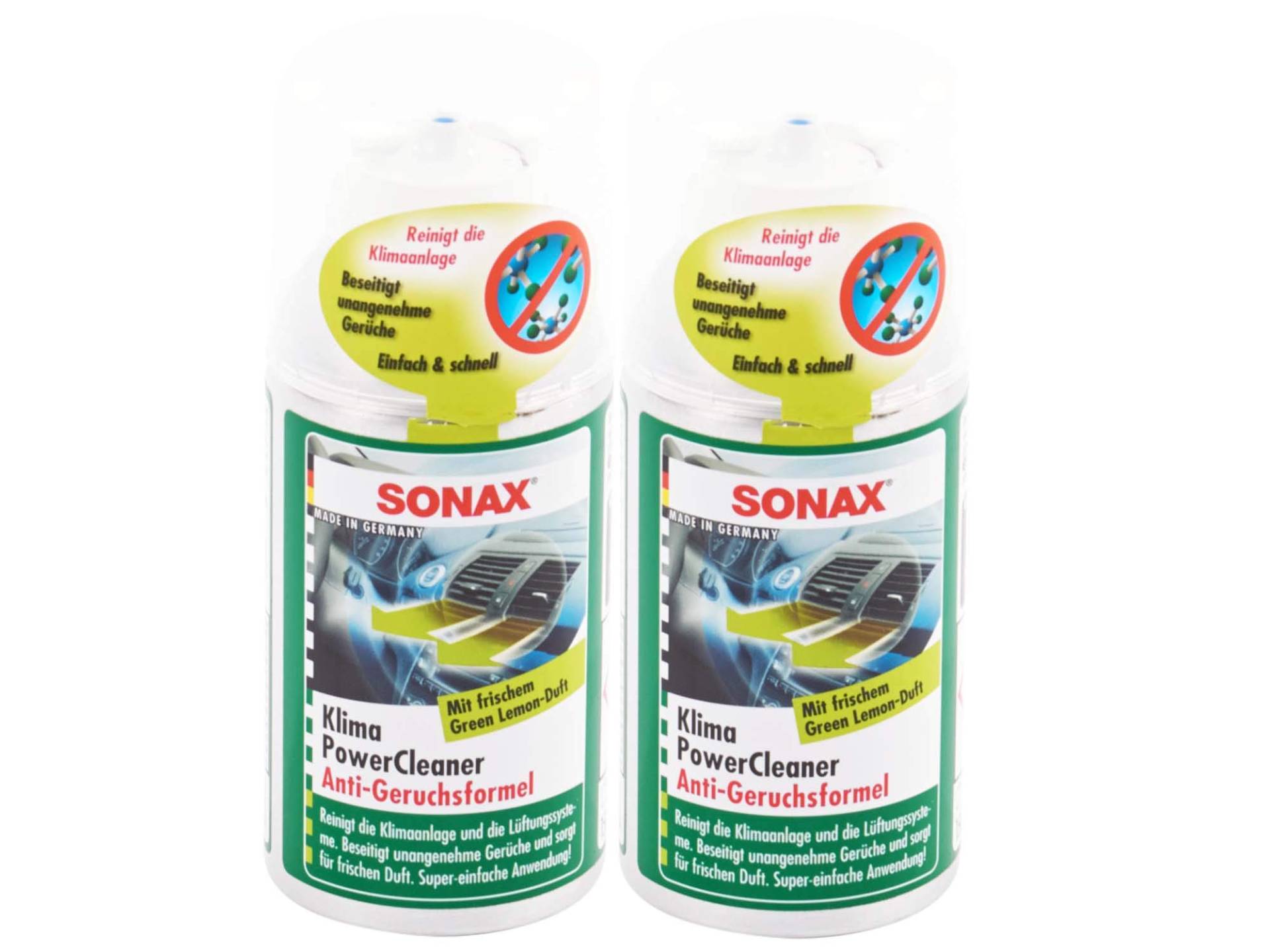 SONAX KlimaPowerCleaner antib. Green Lemon 0,1 l 03234000, 2er Set von SONAX