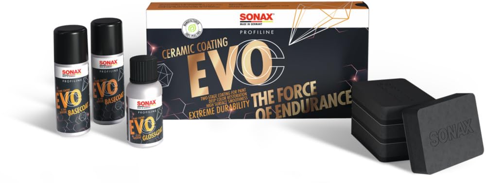 SONAX PROFILINE CeramicCoating CC Evo (150 ml) Zwei-Komponenten-Coating von Lacken mit verbesserter Haltbarkeit für bis zu 5 Jahre Schutz | Art-Nr. 02378410 von SONAX