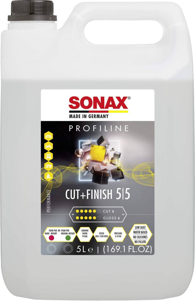 SONAX PROFILINE Cut+Finish (5 Liter) zur schnellen Beseitigung von Fehlstellen nach der Reparaturlackierung | Art-Nr. 02255000 von SONAX