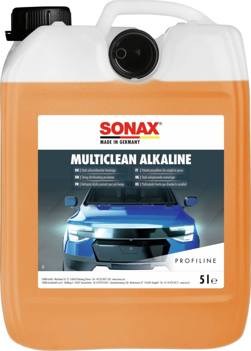 SONAX PROFILINE MultiClean Alkaline (5 Liter) löst selbst hartnäckigsten Schmutz wie Insekten und härteste Ablagerungen von Bremsstaub | Art-Nr. 06295000 von SONAX