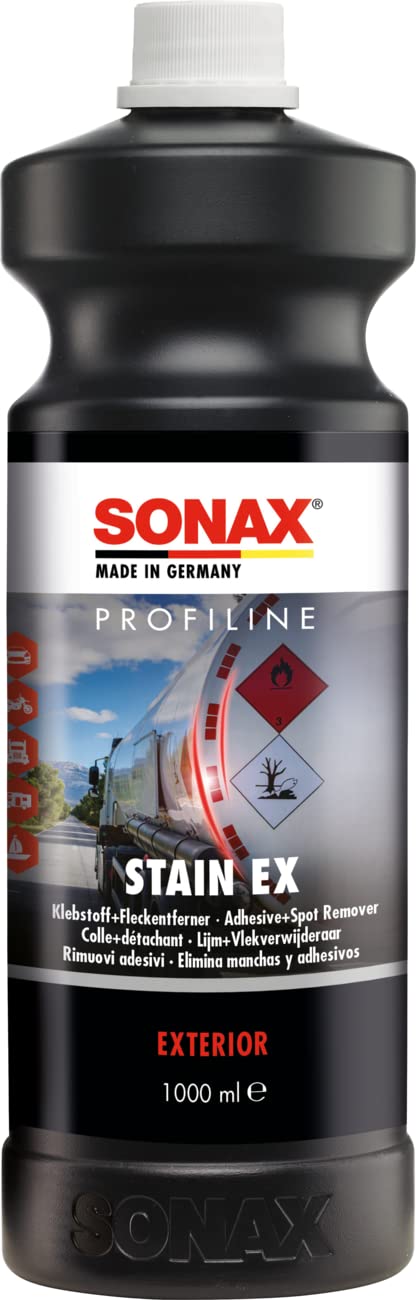SONAX PROFILINE Stain Ex (1 Liter) Klebstoffentferner beseitigt mühelos und schnell Klebstoffrückstände, fett- & ölhaltigen Schmutz, Silikon | Art-Nr. 02533000 von SONAX