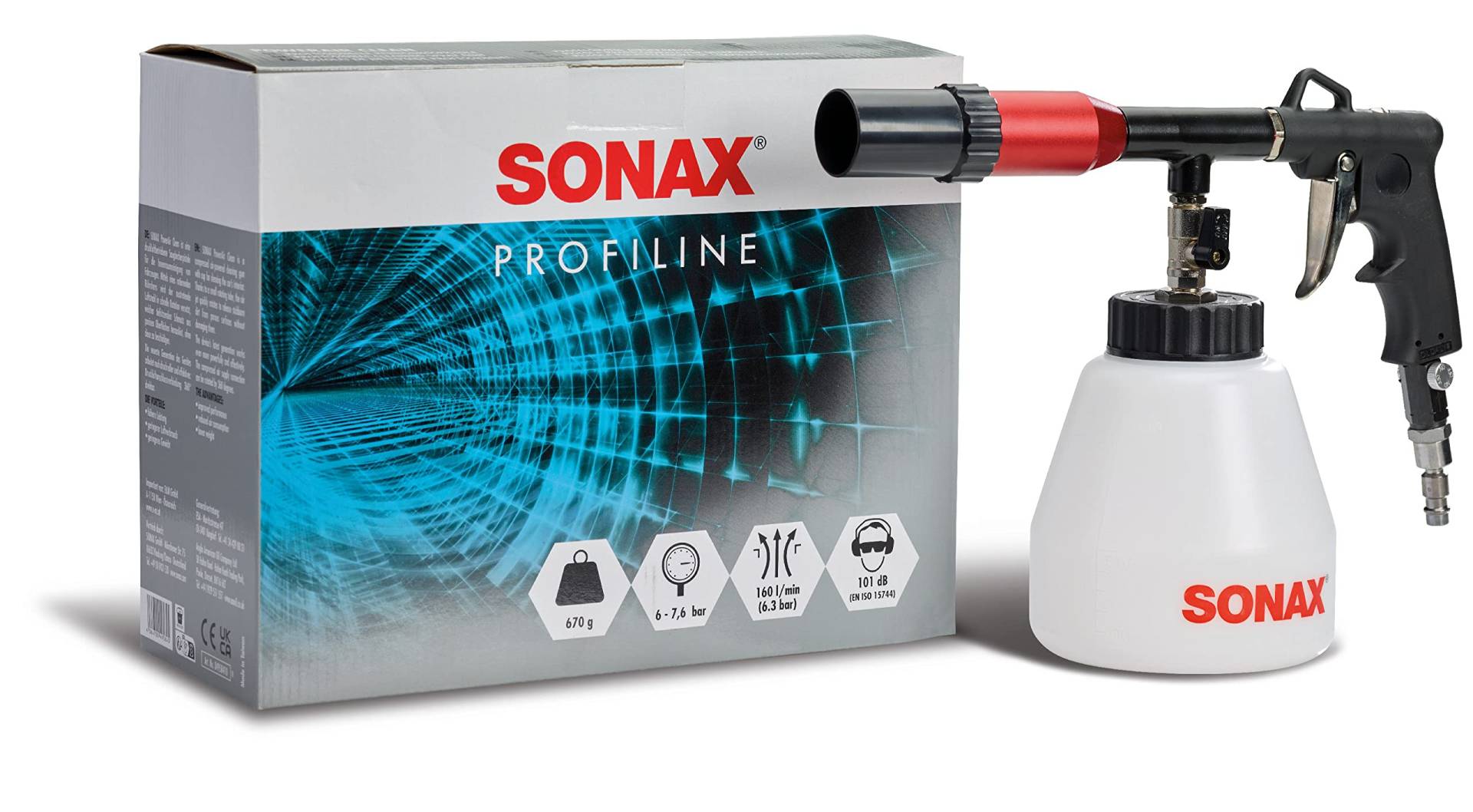 SONAX PowerAir Clean (1 Stück) druckluftbetriebene Saugbecherpistole für die Innenraumreinigung von Fahrzeugen | Art-Nr. 04958410 von SONAX