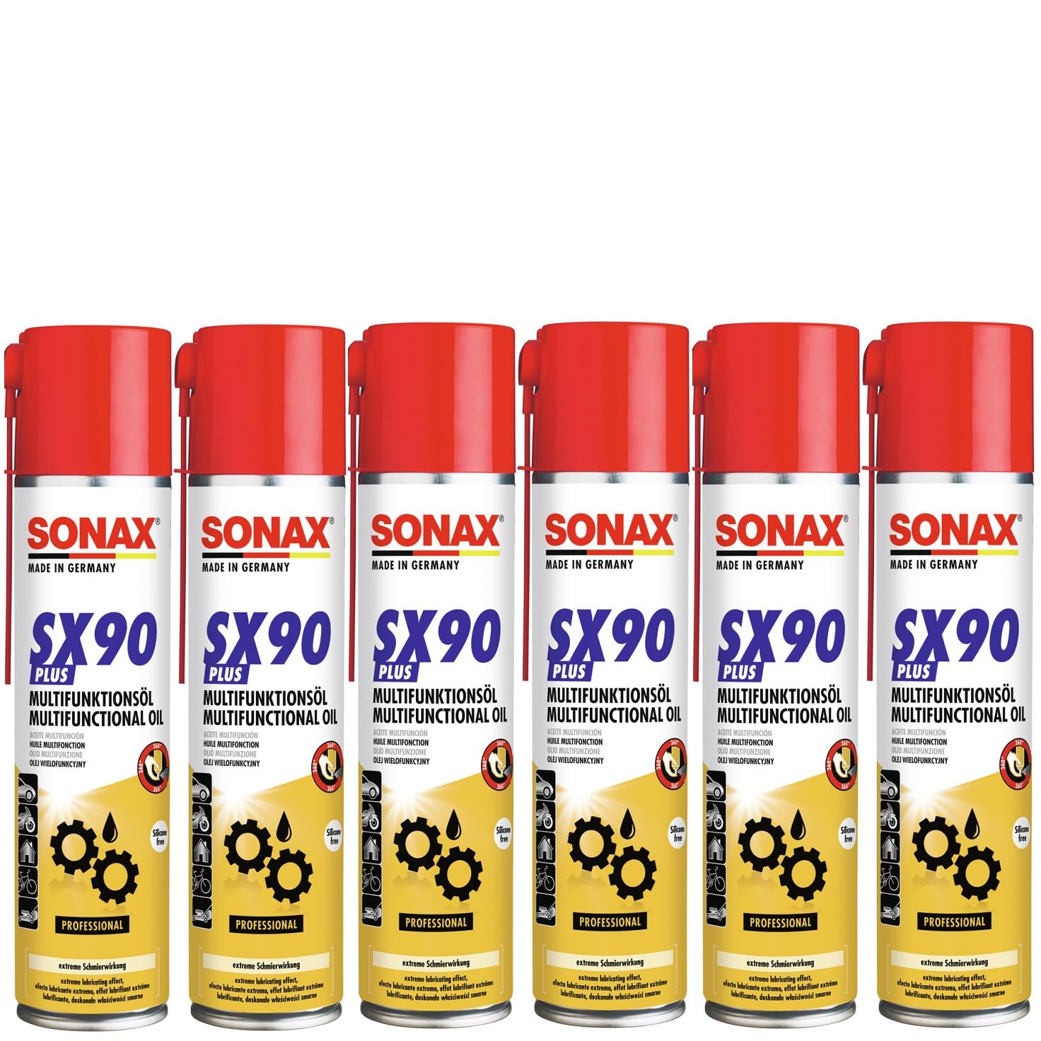 SONAX SX90 (6X 400 ml) Multifunktionsöl für alle Zwecke wie Rostlöser, Schmiermittel, Korrosionsschutz & Kriechöl| Art-Nr. 04743001 von SONAX