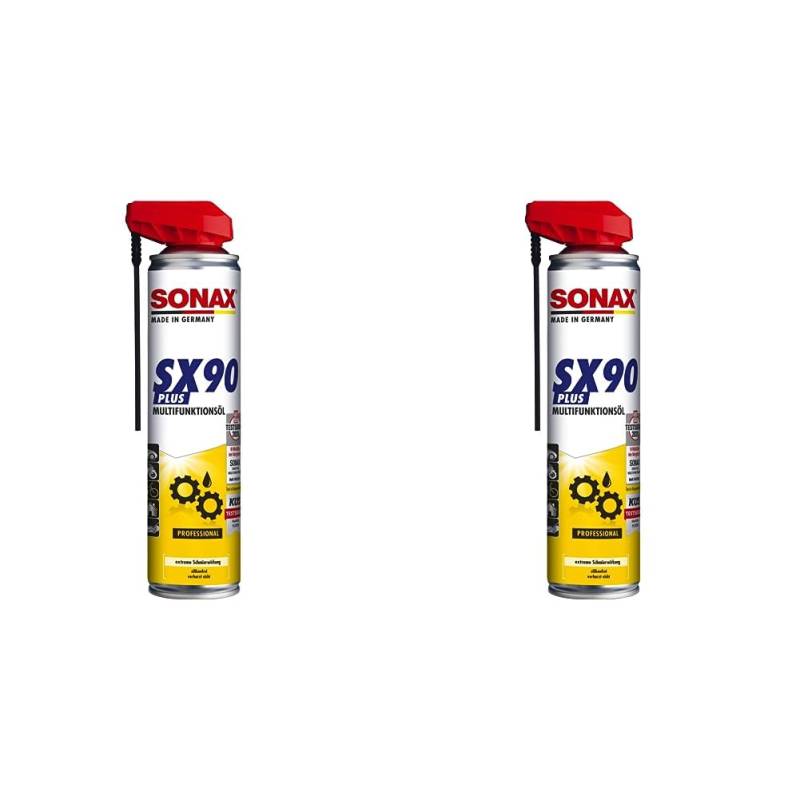 SONAX SX90 PLUS mit EasySpray (400 ml) Multifunktionsöl mit extremer Schmierwirkung, schützt, konserviert, reinigt & pflegt, silikonfrei, transparent | Art-Nr. 04744000 (Packung mit 2) von SONAX