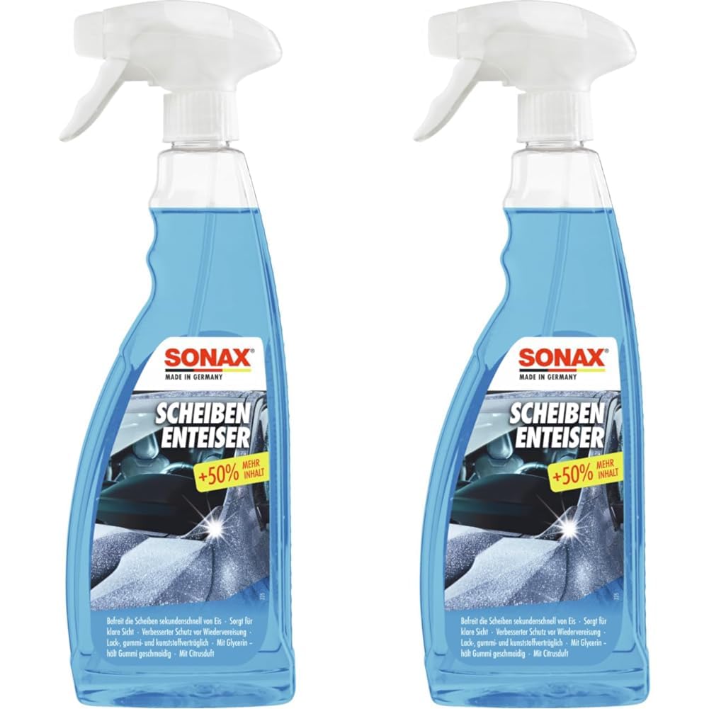 SONAX ScheibenEnteiser (750 ml) sekundenschnelles enteisen von Scheiben ohne kratzen und eine rundum klare Sicht im Winter | Art-Nr. 03314410 (Packung mit 2) von SONAX