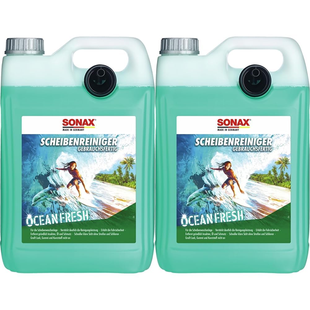 SONAX ScheibenReiniger gebrauchsfertig Ocean-Fresh (5 Liter) gebrauchsfertiger Reiniger für die Scheiben- und Scheinwerferwaschanlage | Art-Nr. 02645000 (Packung mit 2) von SONAX