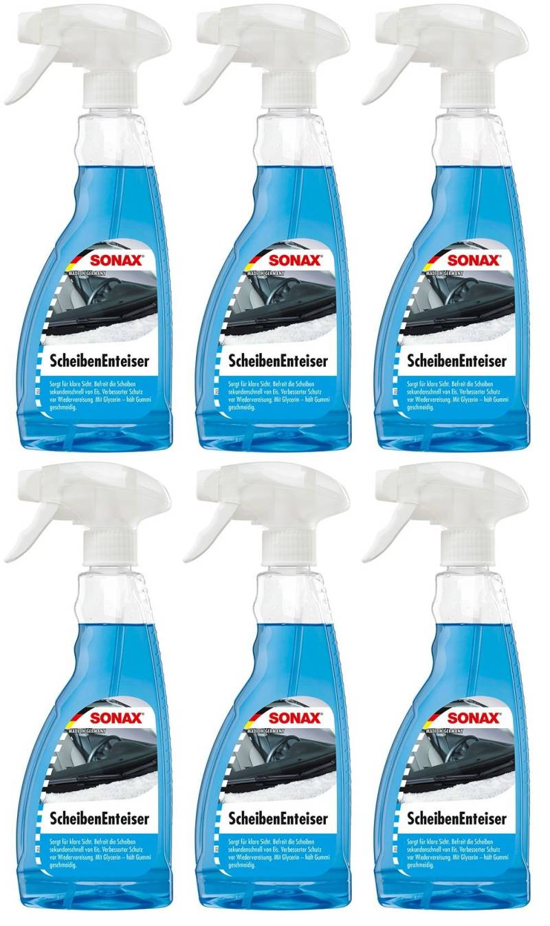 6x 500ml SONAX Scheibenenteiser Scheiben-Entfroster Sprühflasche Enteiserspray von SONAX