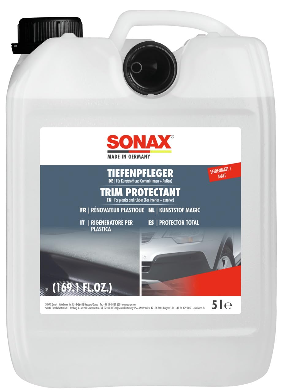 SONAX TiefenPfleger Seidenmatt (5 Liter) reinigt gründlich Kunststoff und Gummi und hinterlässt eine pflegende seidenmatte Schicht | Art-Nr. 03835000 von SONAX