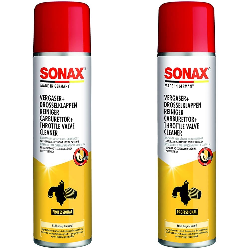 SONAX Vergaser + DrosselklappenReiniger (400 ml) Hochleistungs-Lösemittel für stark verschmutzte und verkokte Motorteile | Art-Nr. 04883000 (Packung mit 2) von SONAX