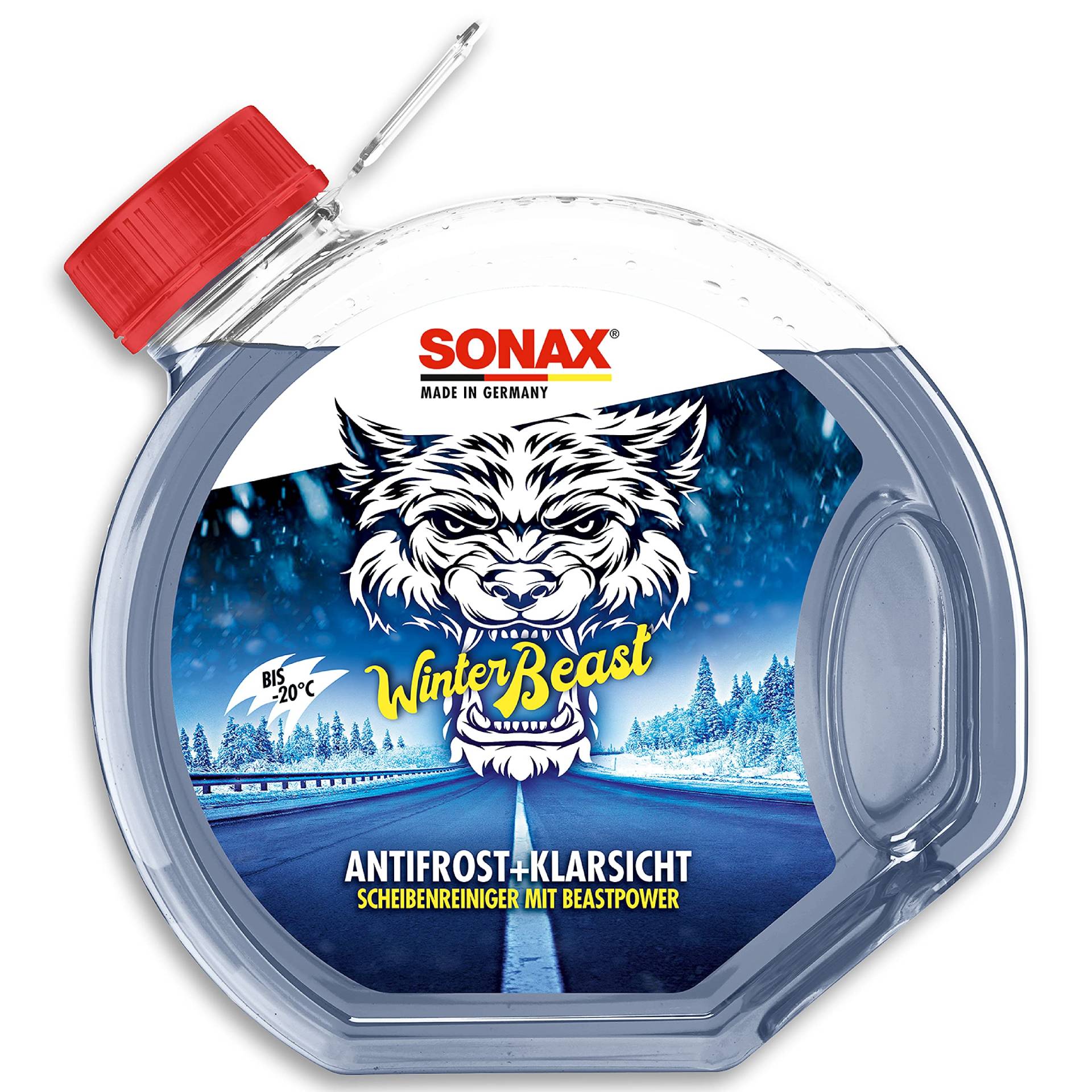 SONAX WinterBeast AntiFrost+KlarSicht Gebrauchsfertig bis -20 °C (3 Liter) schneller, schlierenfreier & effektiver Scheibenreiniger für den Winter, Art-Nr. 01354000, Blau von SONAX